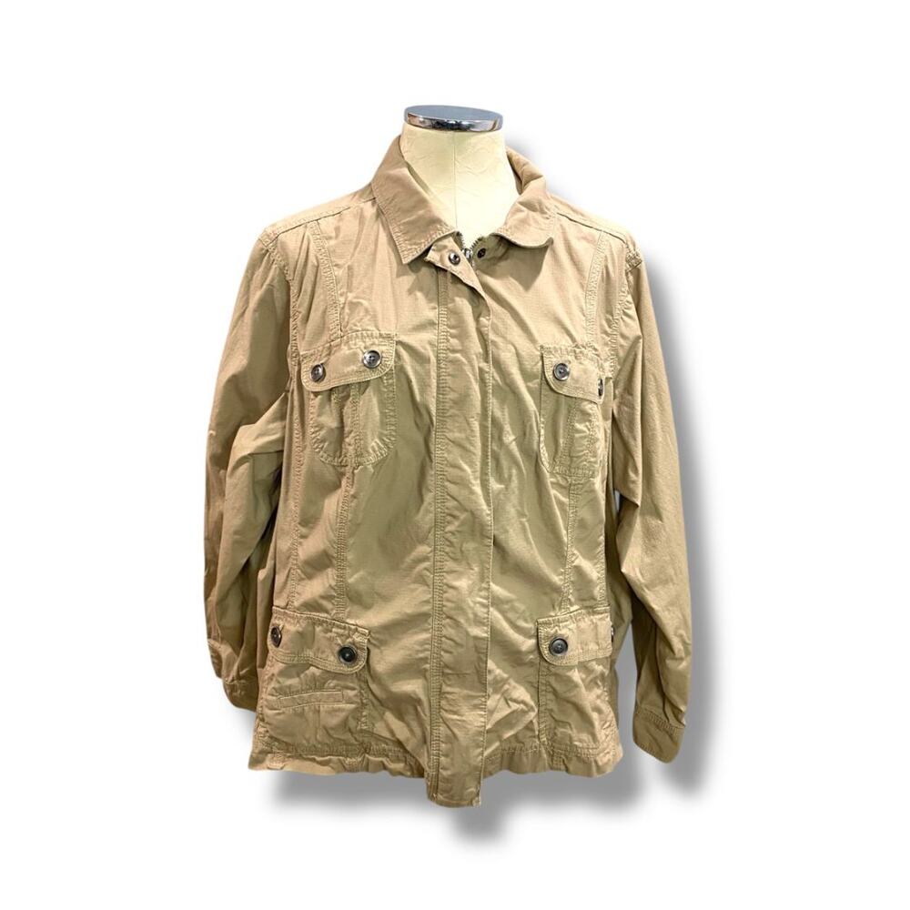 Size 2X Croft & Barrow Womens Tan Lightweight Full Zip Jacket Safari Style